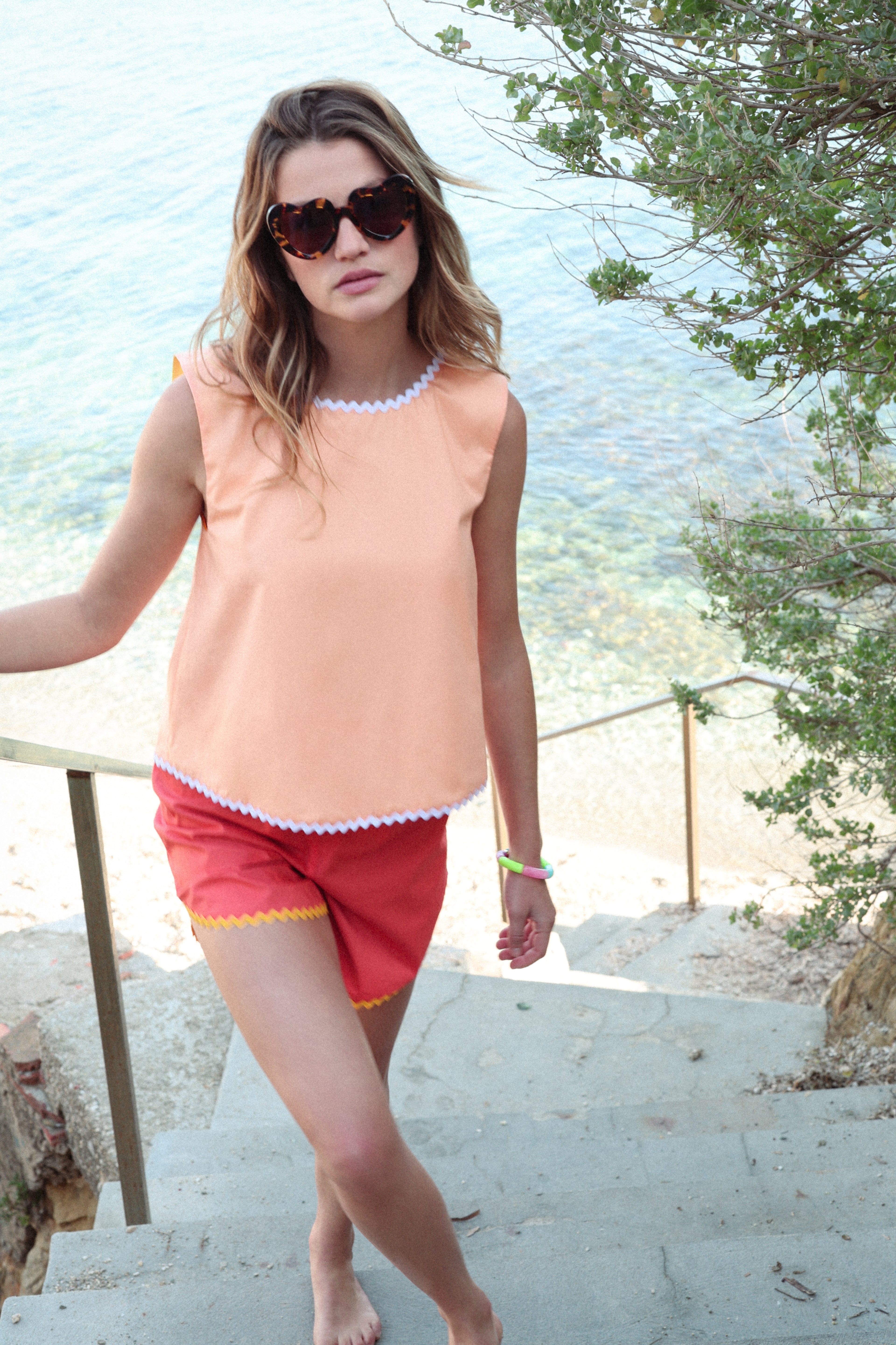 Short Coquillage (Caramel/Corail)